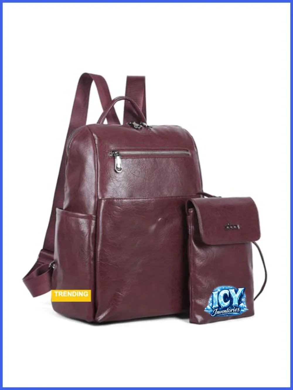 Vegan Leather Backpack Purse with Adjustable Straps Medium Size